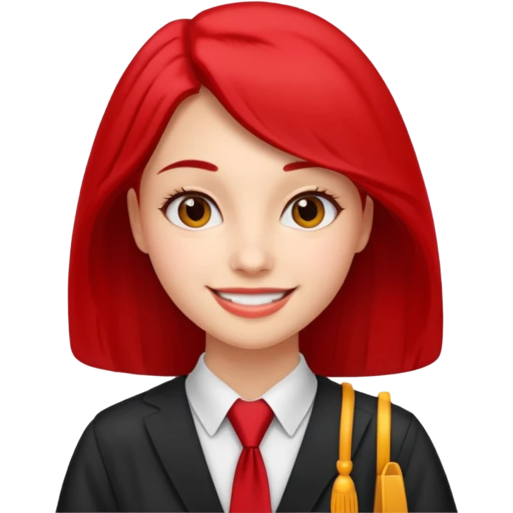 graduate women student with red tie emoji