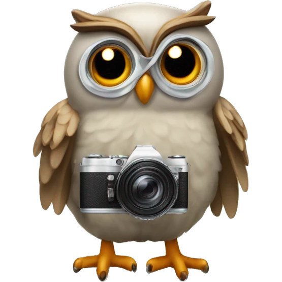 Un hibou avec un appareil photo emoji