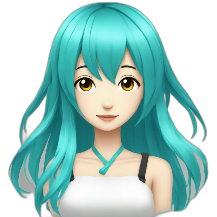 cyan hair anime girl cyber emoji