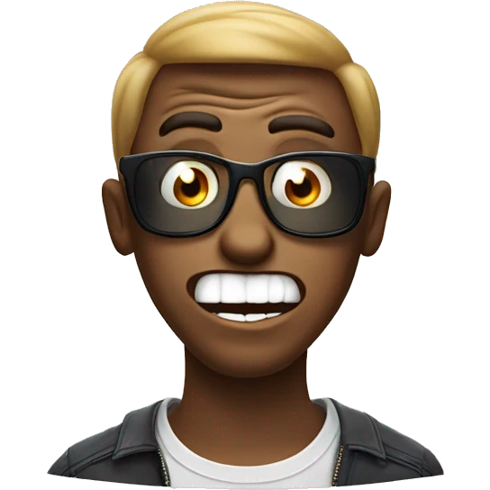 Funny guy going crazy with angry eyes and big smile with sunglasses emoji