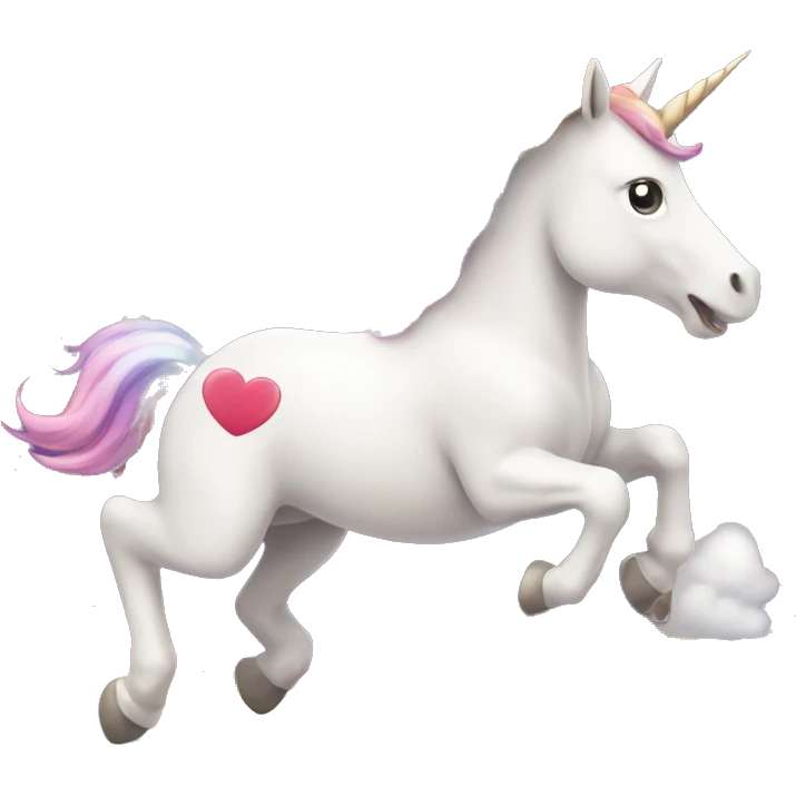 a unicorn jumping over a rainbow with hearts all around it emoji