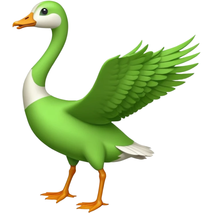 "Running goose emoji with long neck and two legs, all bright green #39C700. Wings folded tightly, no flapping or extra colors." emoji