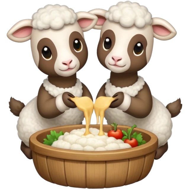 Lamb eating dinner with lamb  emoji