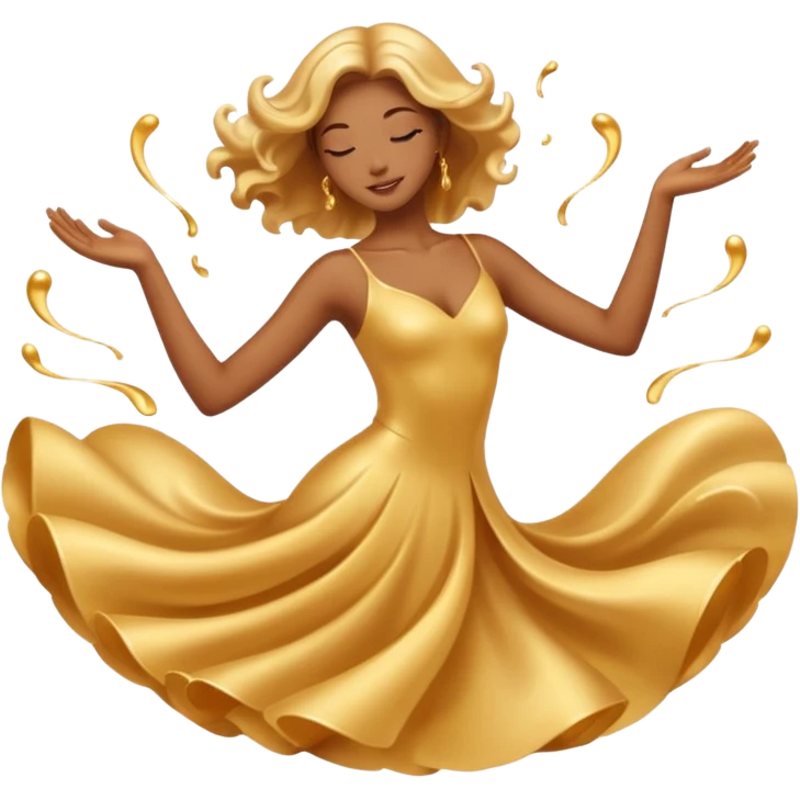 Golden liquid around the dancing hands emoji