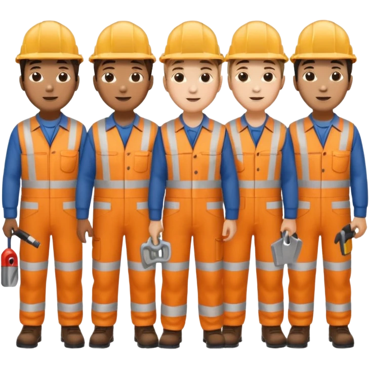 group of multiracial railway engineer standing full body emoji