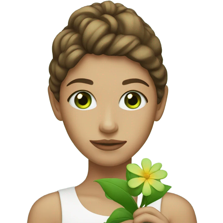 Green Eyed model with Flower emoji
