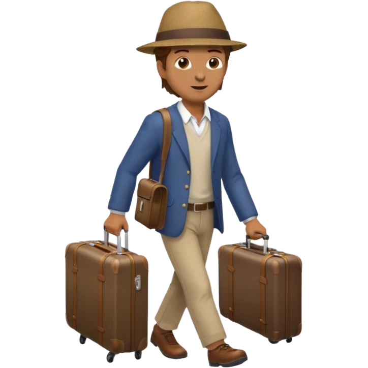 male strolling travel suitcase traveling emoji