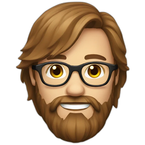 Scandinavian with long brown hair a beard and glasses emoji