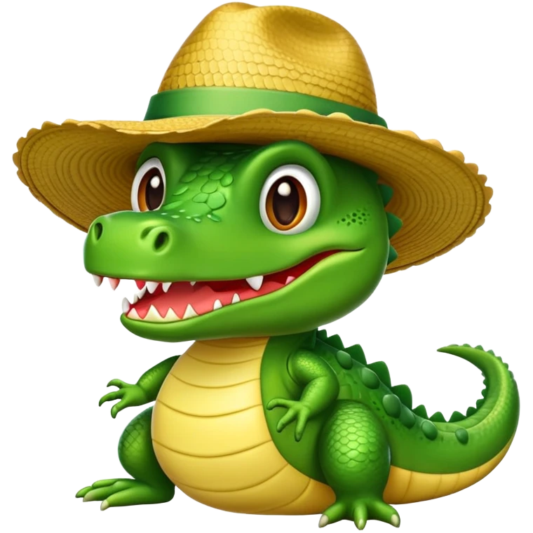 Quiero que sea un cocodrilo con un sombrero  emoji
