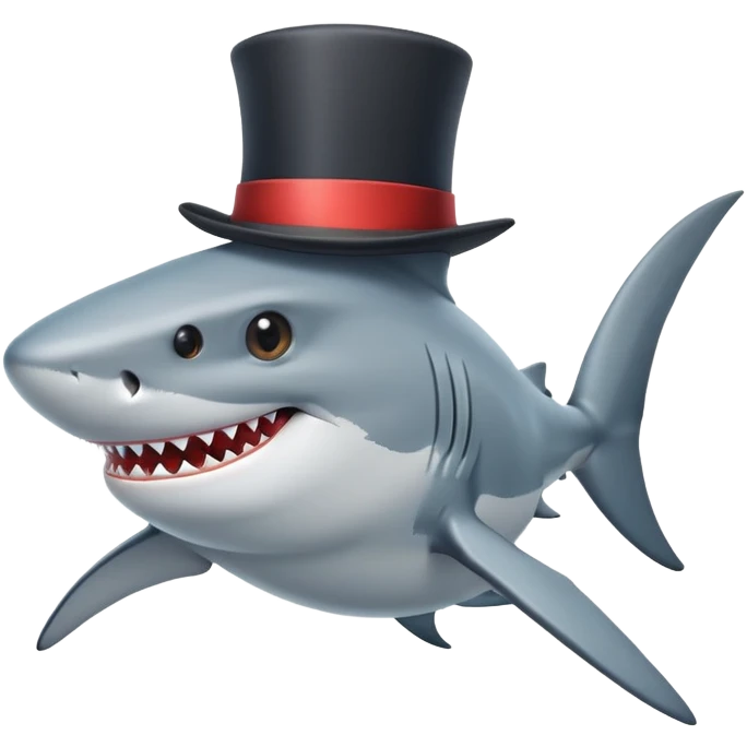 Shark with a top hat emoji