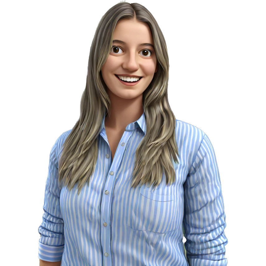smiling girl in striped shirt emoji