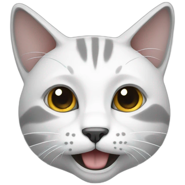 a white grey cat wich shakes emoji
