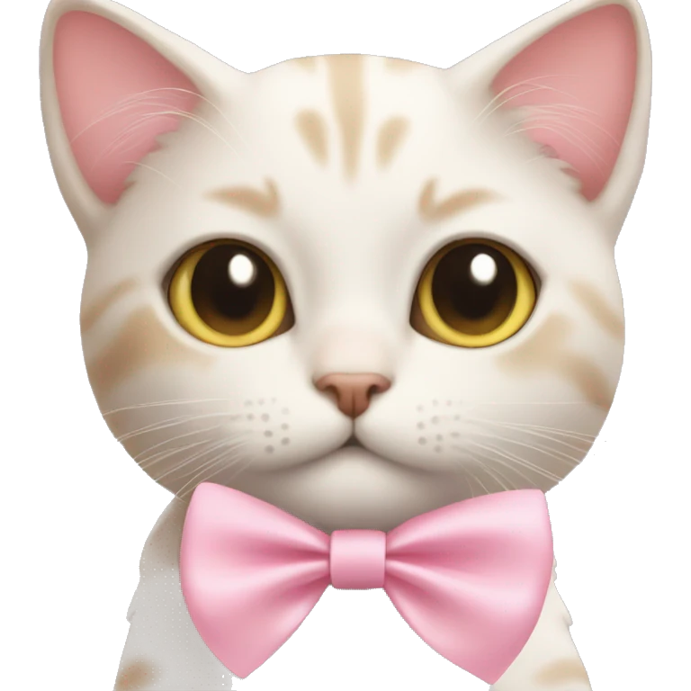 Cat with baby pink ribbon with cute eyes emoji