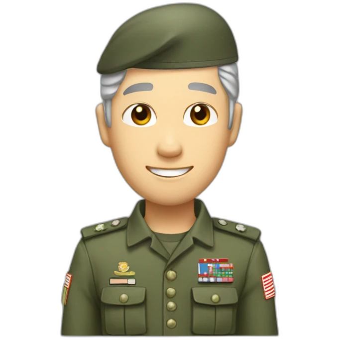 Taiwanese guy gray hair where soldier uniform thumb up emoji