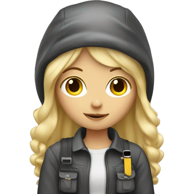 Blonde girl with camera emoji