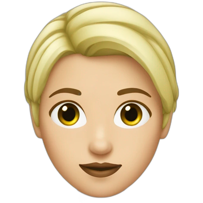 Mujer rubia pelo corto ojos verdes emoji