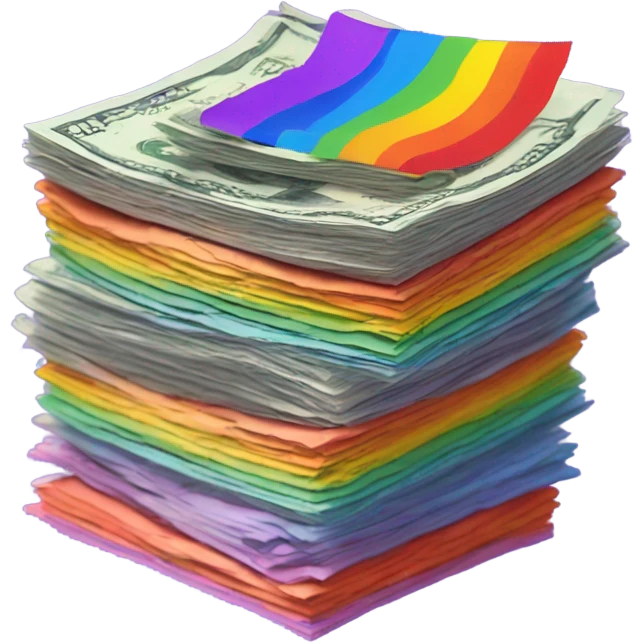 Money with rainbow color emoji