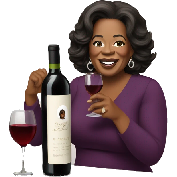 Oprah Winfrey drinking a bottle of wine emoji