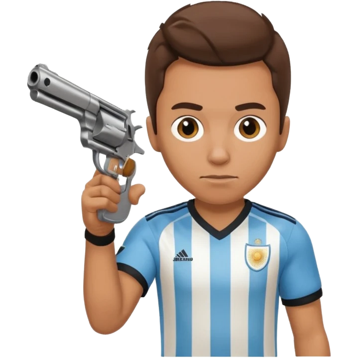 haz un turro con una biszera para atras y con un arma remera argentina pero arma de fuego que tenga un revolver  solo emoji