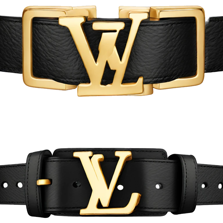Luxury Black Louis Vuitton belt with Gold buckle emoji