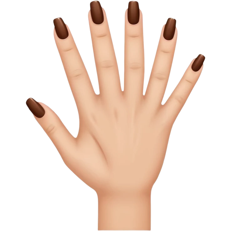 brown nails on a hand with 5 finger, but a pretty and feminine hand emoji