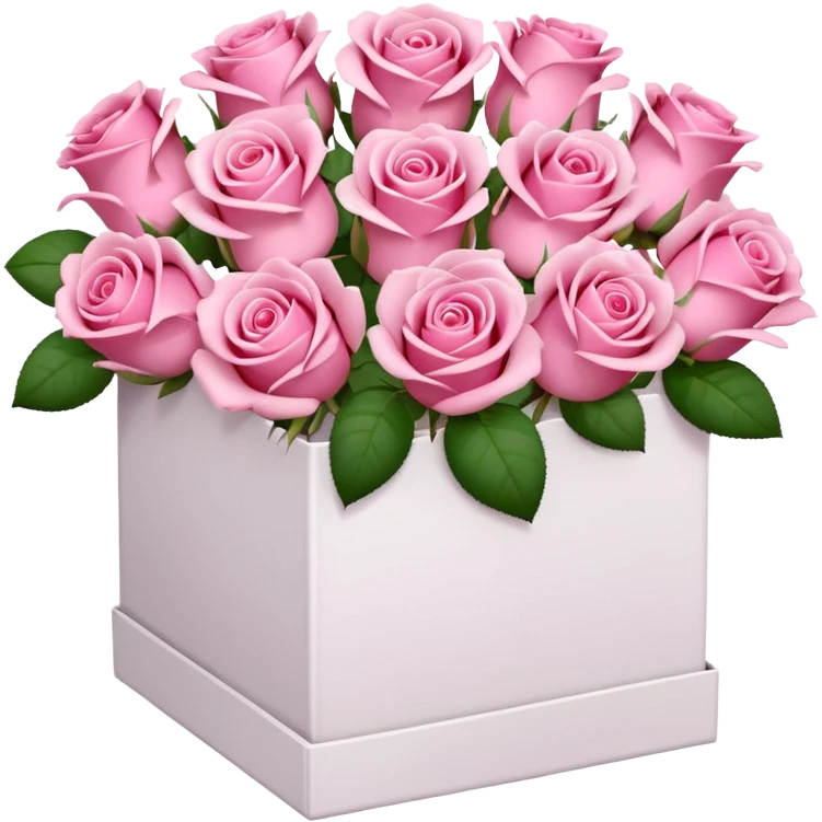 bouquet of pink 30 roses in a white box emoji