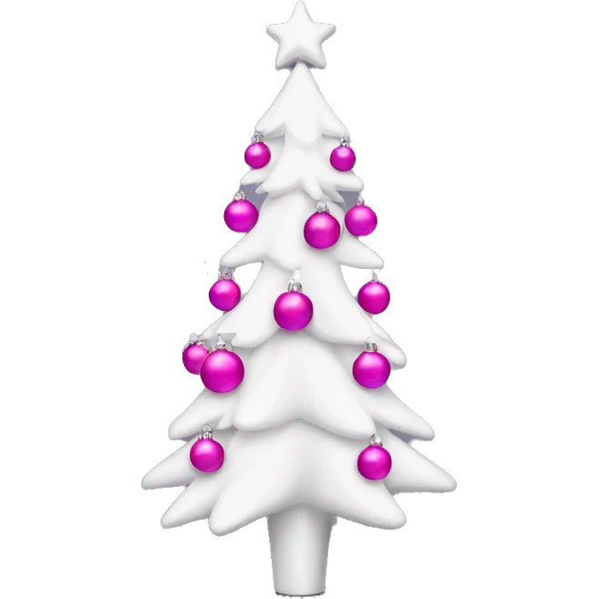  white Christmas tree with pink baubles emoji