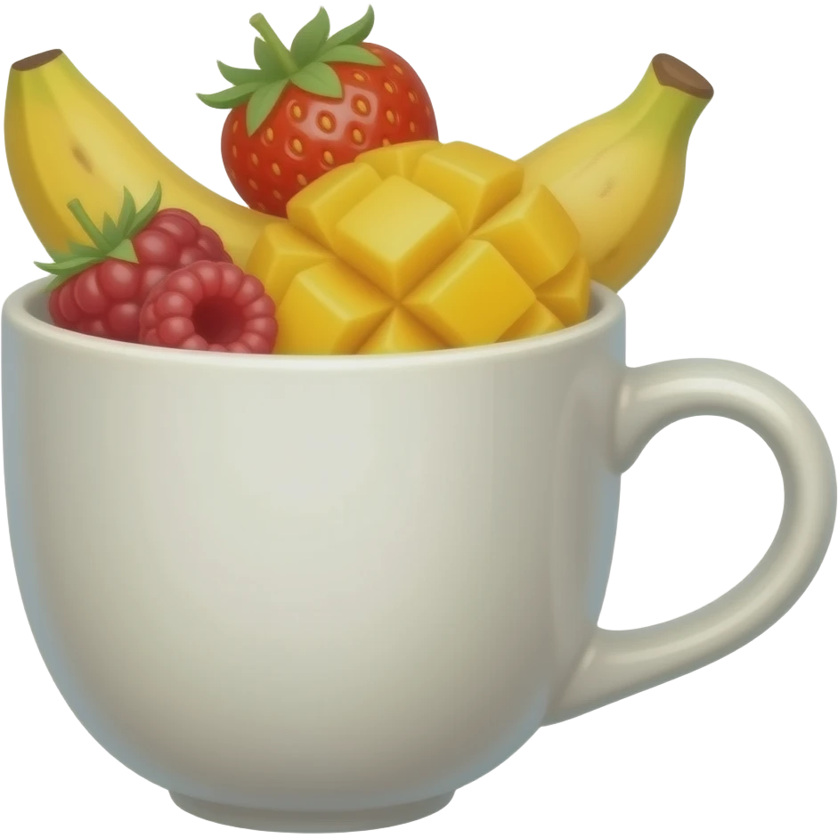 cup with banana, strawberry, mango and raspberry emoji