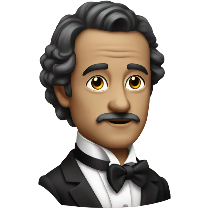 19th century white writer in a black tuxedo with a bow tie emoji