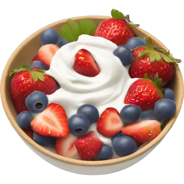 fruit yogurt bowl with strawberries and grapes emoji
