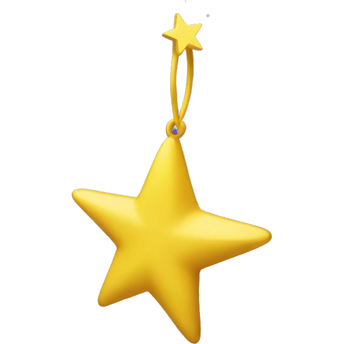 yellow star hanging from yellow crescent moon emoji