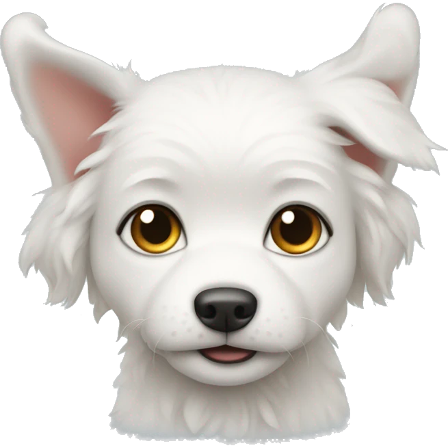 White puppy dog with brow furry ears  emoji