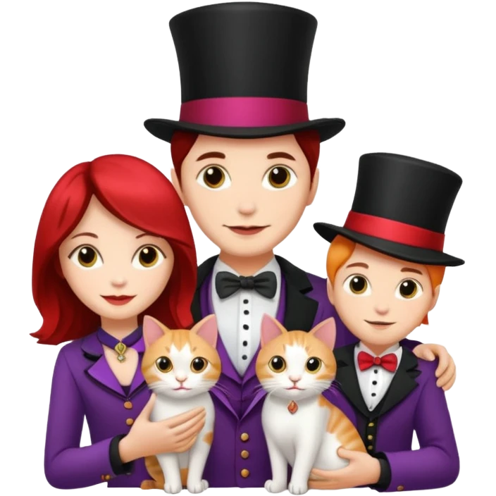 magician couple and their pet cat emoji