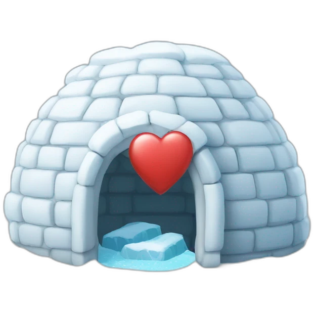 igloo with big cute heart symbol on top of it emoji