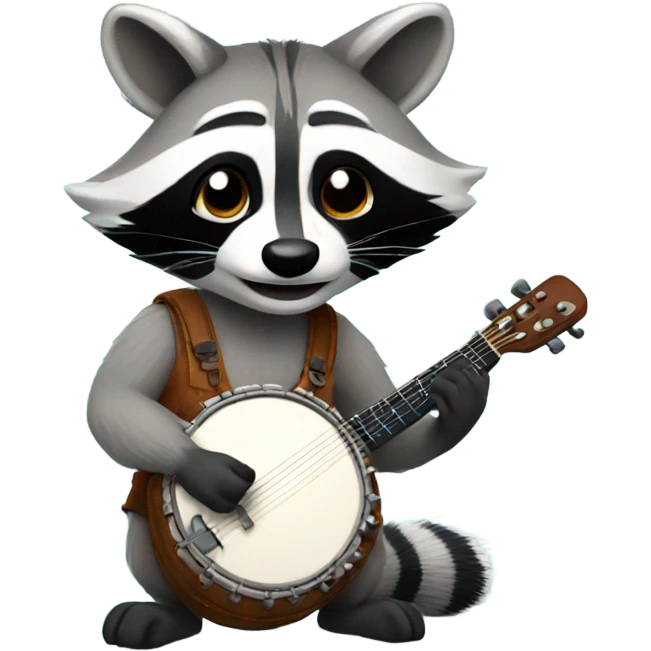 A raccoon playing the banjo emoji