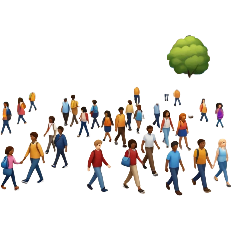 city street with many people random walking emoji