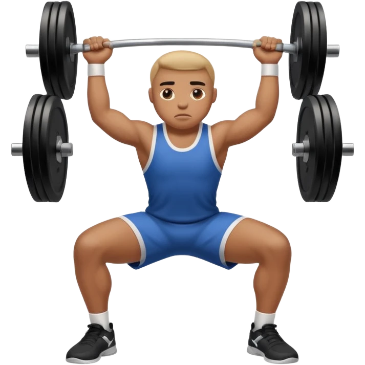 basketball player doing squat with a barbell with weight emoji
