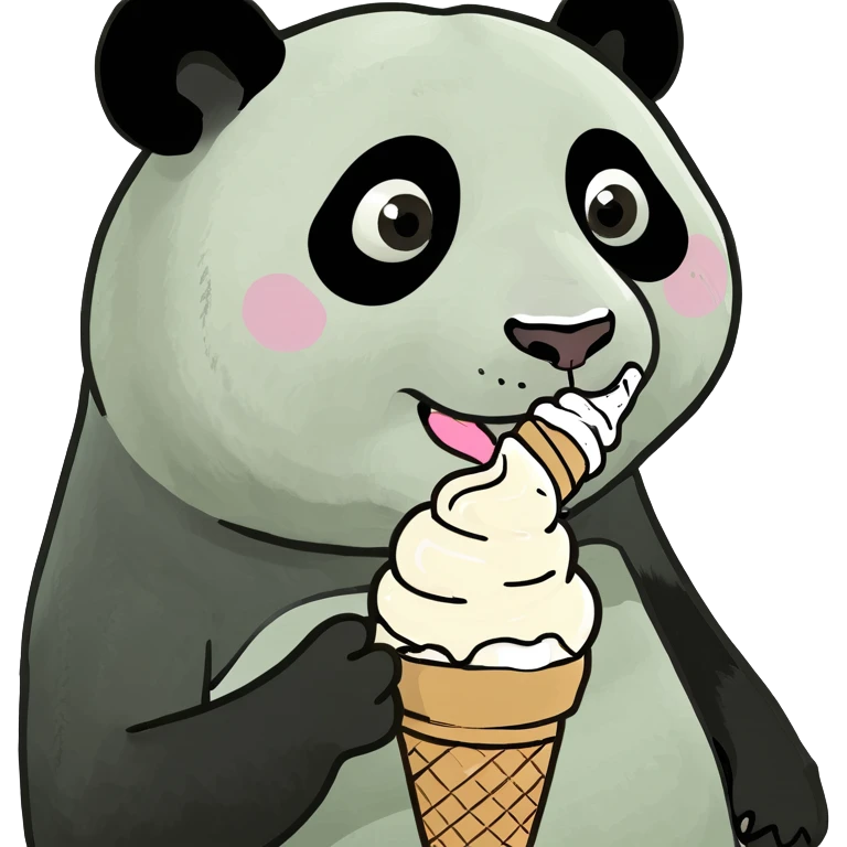 Panda eating ice cream emoji