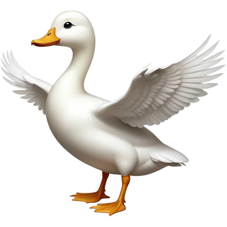 cinematic-[white duck]-realistic-full-body-perched-emoji,-wings-tucked-neatly by its side,-head-tilted-dramatically,-sleek-[white]-feathers,-simplified-yet-realistic-focused-features,-highly-detailed,-glowing-with-an-almost-sarcastic-glow emoji