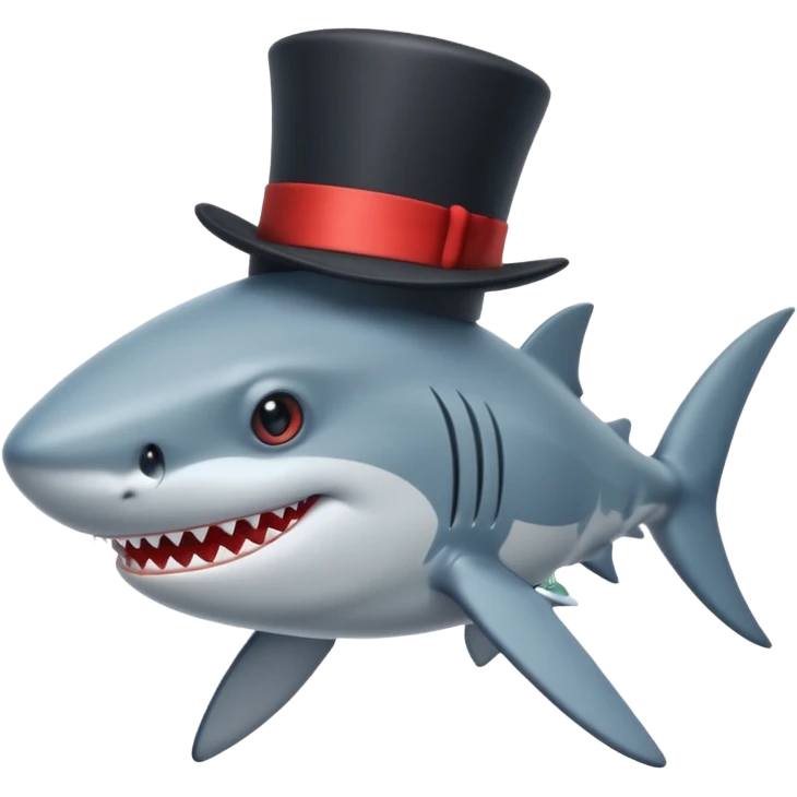 Shark with a top hat emoji
