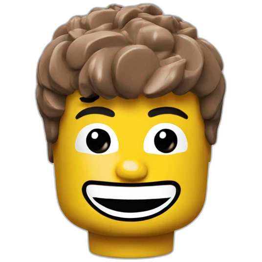 A lego head smiling emoji