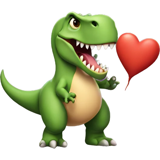 T-rex blowing heart emoji