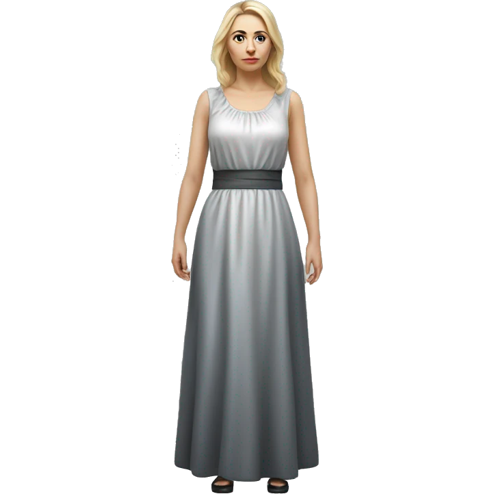 Russian woman full length in dress photorealistic serious emoji