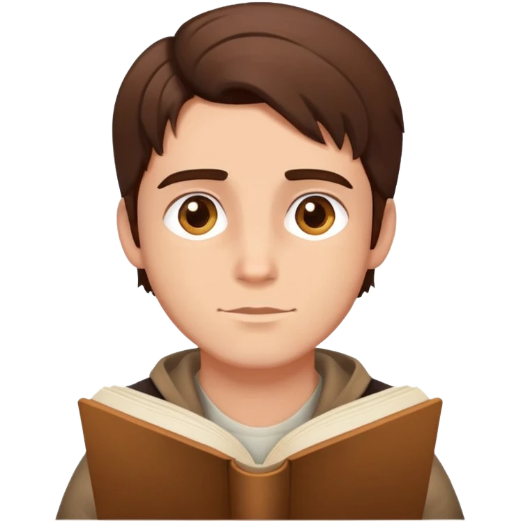 Brunet Hair Hazel Eyes man sitting criss cross ready for story time emoji