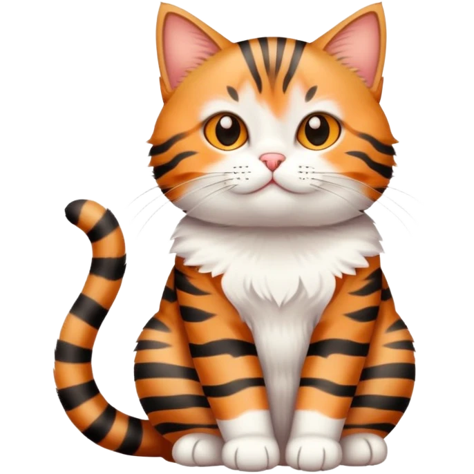Cute tabby cat with white stomach, adorable face, sitting position showing white belly emoji