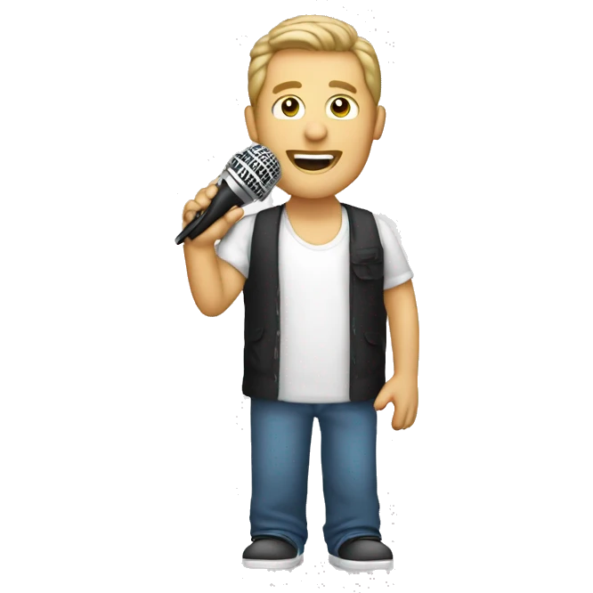 singer white man with mmicrophone emoji