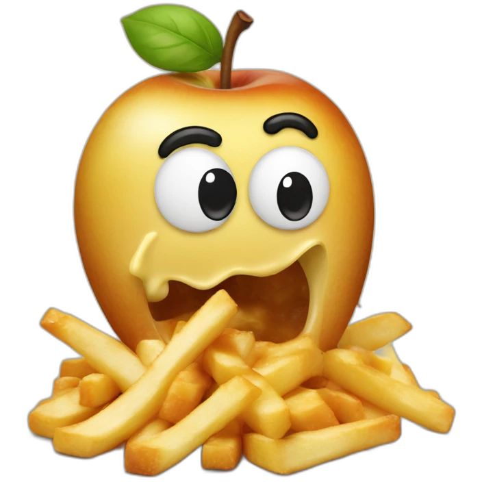 Poutine mange une pomme  emoji