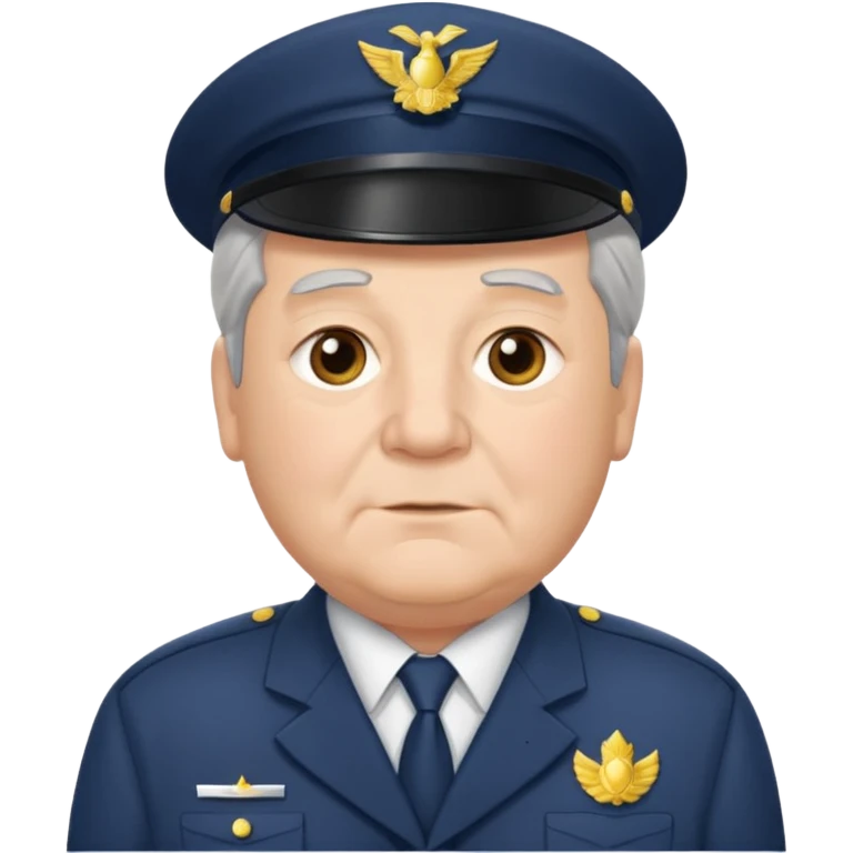Older Male: gray hair at sides, slight wrinkles, wearing uniform, lightly obesity emoji