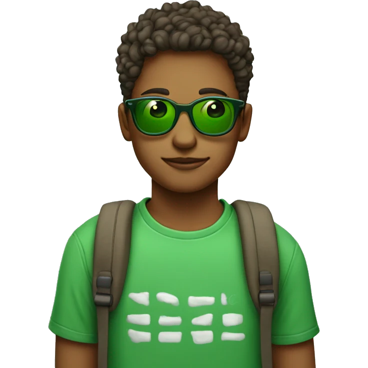 ADOLESCENTE, CON GAFAS, PELIRROJO, CAMISETA VERDE emoji