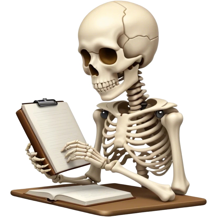 skeleton studying emoji